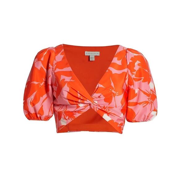 ML Monique Lhuillier Printed Taffeta Crop Top 10 - Picture 1 of 11